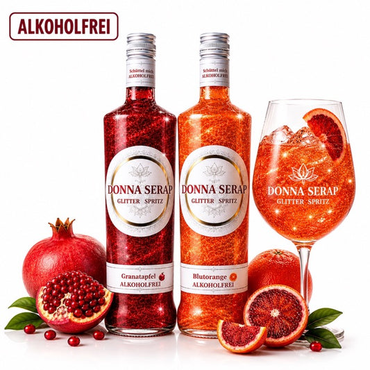 Glitter Spritz zwei Sorten: Blutorange / Granatapfel, 700 ML