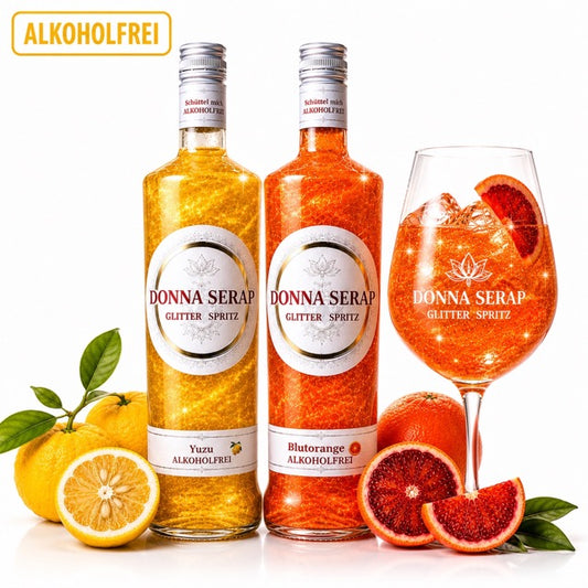 Glitter Spritz zwei Sorten: Blutorange / Yuzu, 700 ML