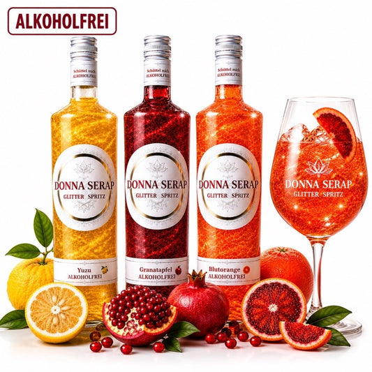 BESTSELLER! Glitter Spritz drei Sorten: Yuzu / Blutorange / Granatapfel, 700 ML