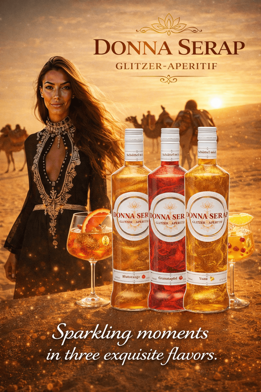 Der erste Glitter Spritz in drei Sorten – Donna Serap