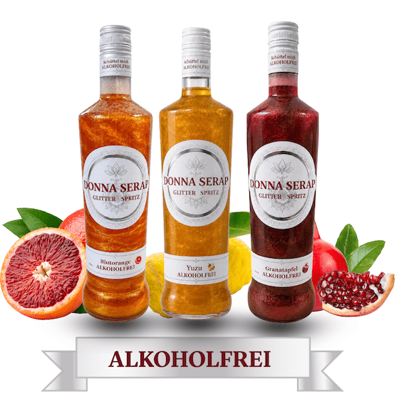 Spritz, Aperitif, Aperitivo, Glitzer Spritz, glitter Sprit, Donna Serap, aperol, campari, Alkoholfrei. 