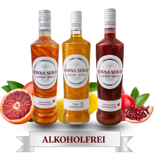 Spritz, Aperitif, Aperitivo, Glitzer Spritz, glitter Sprit, Donna Serap, aperol, campari, Alkoholfrei. 
