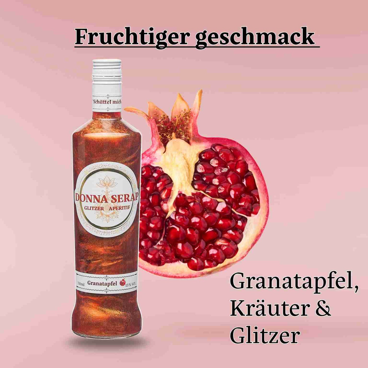 Spritz, Aperitif, Aperitivo, Glitzer Spritz, glitter Spritz, Donna Serap, Granatapfel, Yuzu, aperol, Blutorange,