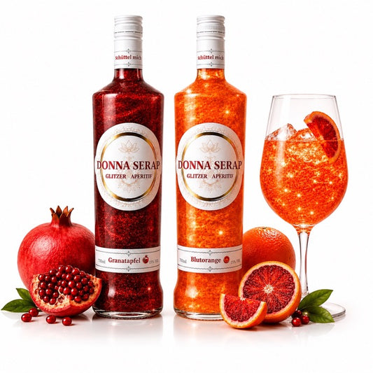 Glitter Spritz zwei Sorten: Blutorange / Granatapfel, 700 ML