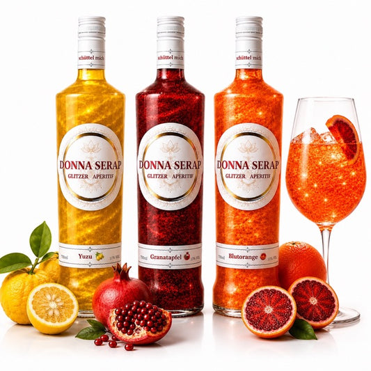 BESTSELLER! Glitter Spritz drei Sorten: Yuzu / Blutorange / Granatapfel, 700 ML