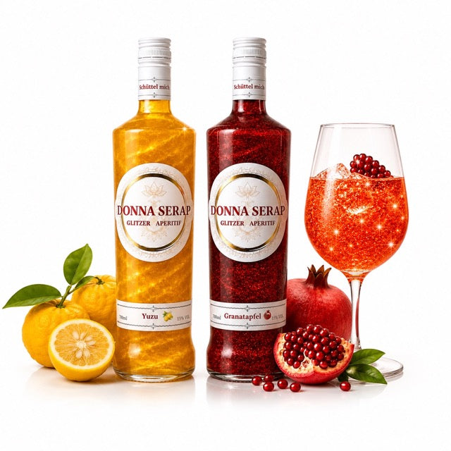Glitter Spritz zwei Sorten: Granatapfel / Yuzu, 700 ML