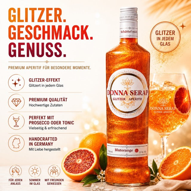Donna Serap Glitter Spritz Blutorange - Glitzer peritif mit Blutorange