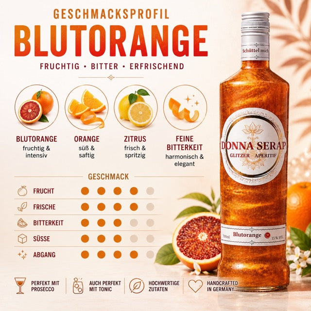 Donna Serap Glitter Spritz Blutorange - Glitzer peritif mit Blutorange