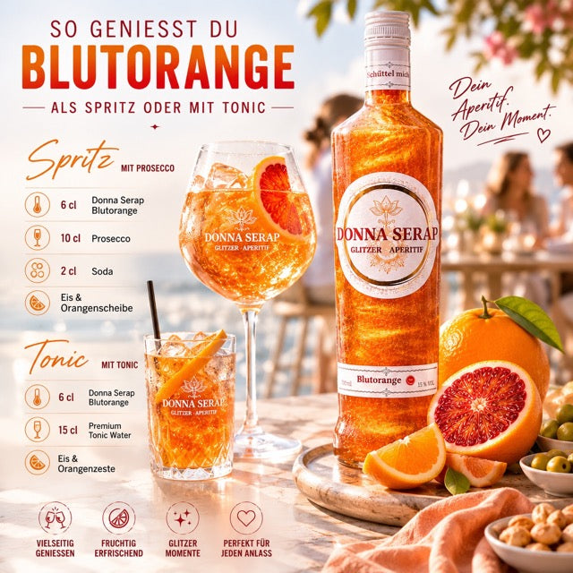 Donna Serap Glitter Spritz Blutorange - Glitzer peritif mit Blutorange