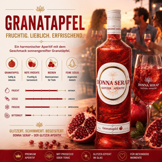 Donna Serap Glitter Spritz Granatapfel – fruchtiger Glitzer Aperitif