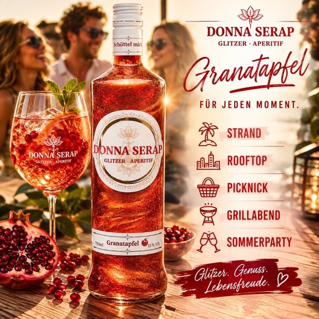 Donna Serap Glitter Spritz Granatapfel – fruchtiger Glitzer Aperitif