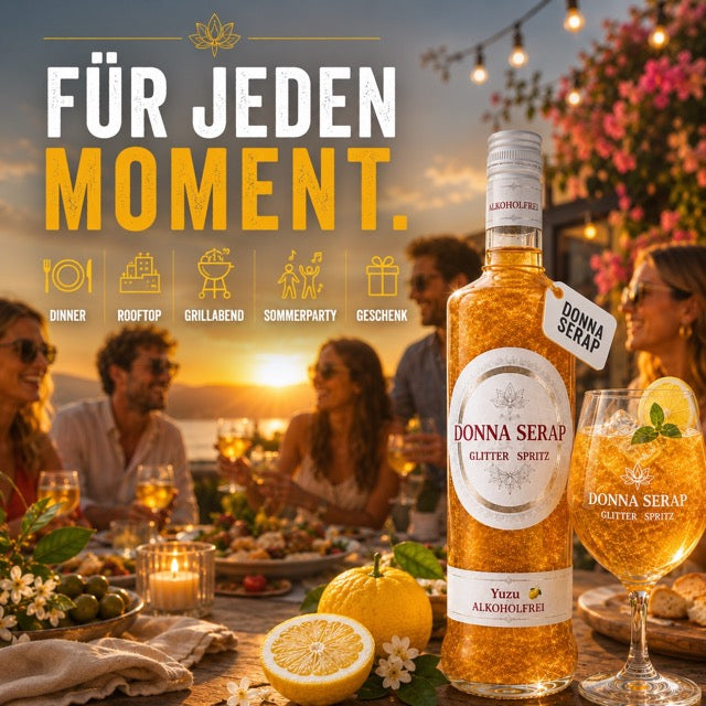 Donna Serap Glitter Spritz Yuzu alkoholfrei – alkoholfreier Glitzer Aperitif